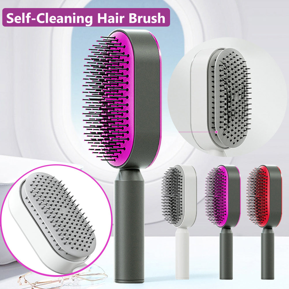 Self-Cleaning Hairbrush with One-Key Cleaning